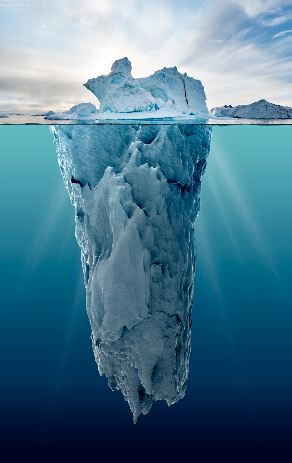 iceberg with underwater view